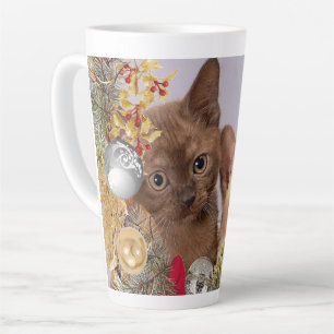 Caneca De Café Latte Gatos de Natal Fofos / Férias para Amantes de Gato