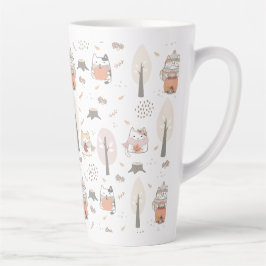Caneca De Café Latte Gatos de outono de Pastel