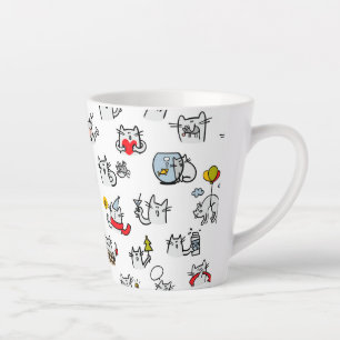 Caneca De Café Latte Gatos engraçados, leite e magia.