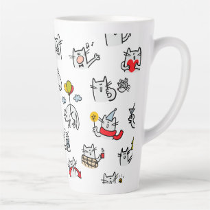 Caneca De Café Latte Gatos engraçados, leite e magia.