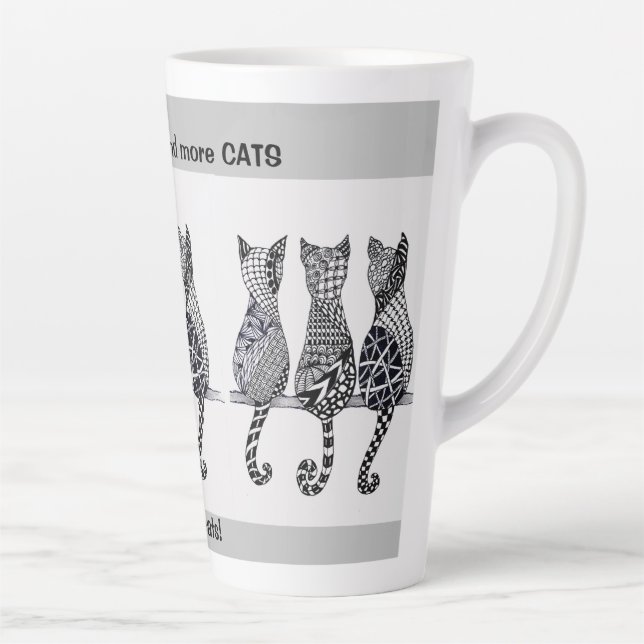 Caneca De Café Latte Gatos.gatos...e mais gatos sentados num registro (Direita)