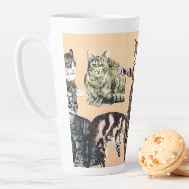Caneca De Café Latte Gatos indo jogar (In Situ)