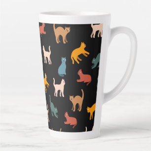 Caneca De Café Latte Gatos no preto