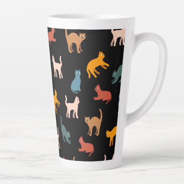 Caneca De Café Latte Gatos no preto (Direita)