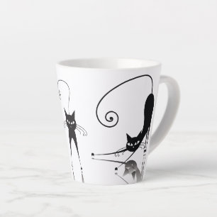 Caneca De Café Latte Gatos Pretos