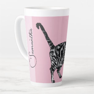 Caneca De Café Latte Gatos Tabby Rosa Nome de Meninas Berçário