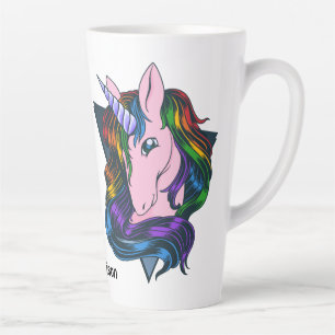 Caneca De Café Latte Gay de Nome Personalizado Unicorn