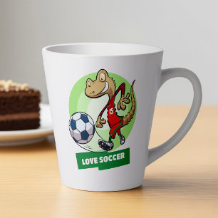 Caneca De Café Latte Gecko Bonita Adora Jogador De Futebol Engraçado