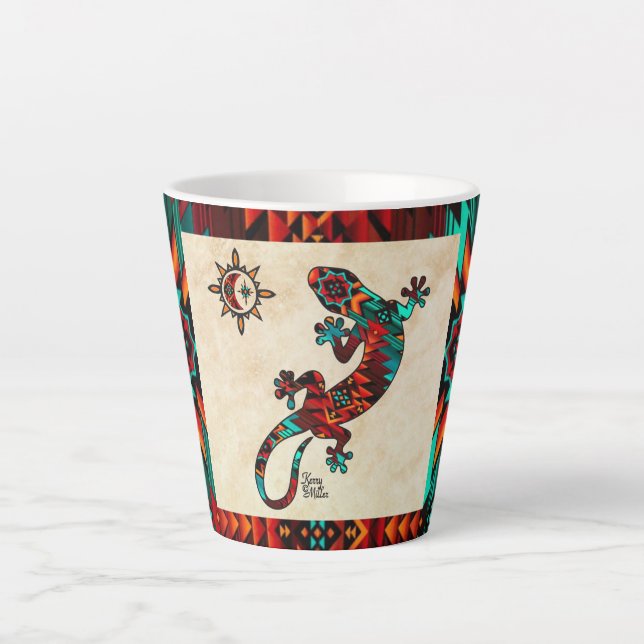 Caneca De Café Latte Gecko Lizard E Sun Latte Mug (Frente)