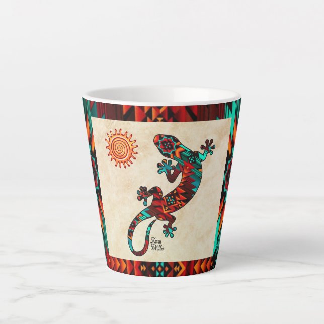 Caneca De Café Latte Gecko Lizard E Sun Latte Mug (Frente)