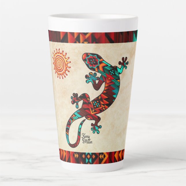 Caneca De Café Latte Gecko Lizard E Sun Latte Mug (Frente)