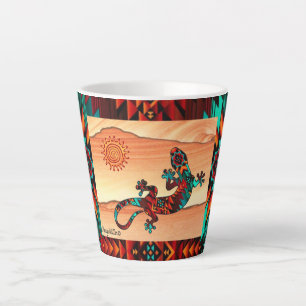Caneca De Café Latte Gecko Lizard E Sun Latte Mug