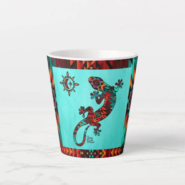 Caneca De Café Latte Gecko Lizard E Sun Latte Mug (Frente)