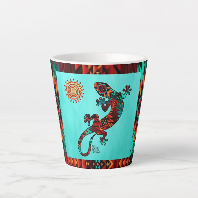 Caneca De Café Latte Gecko Lizard E Sun Latte Mug (Frente)