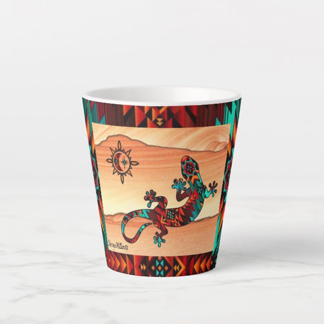 Caneca De Café Latte Gecko Lizard E Sun Latte Mug (Frente)