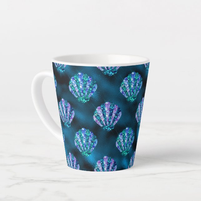 Caneca De Café Latte Gem Sea Shels Latte Mug (Ângulo esquerdo)