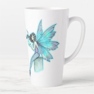 Caneca De Café Latte Gêmeas da Lua Sussurrante Fadas Rosa e Turquesa