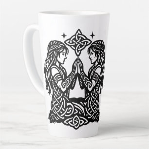 Caneca De Café Latte Gêmeos — Gêmeos do Zodíaco da Tinta Assombrada