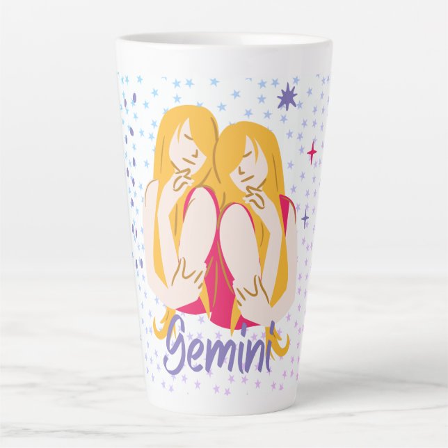 Caneca De Café Latte Gemini Moderno Twins Zodiac (Frente)