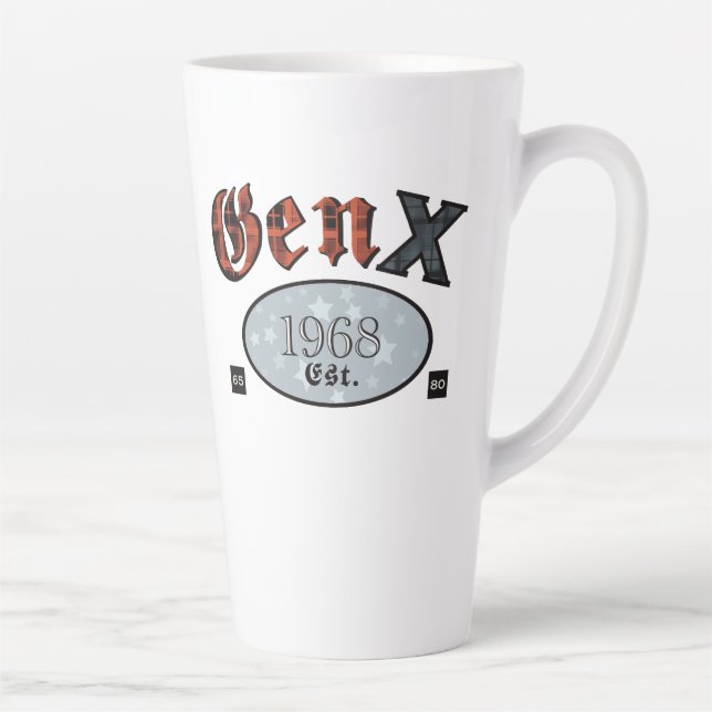 Caneca De Café Latte Gen X (geração X ano 1968) (Direita)