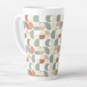 Caneca De Café Latte Geométrico de Meados do Século 