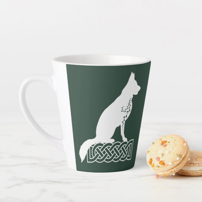 Caneca De Café Latte German shepherd Loki Sailor's Knot White Custom (In Situ)