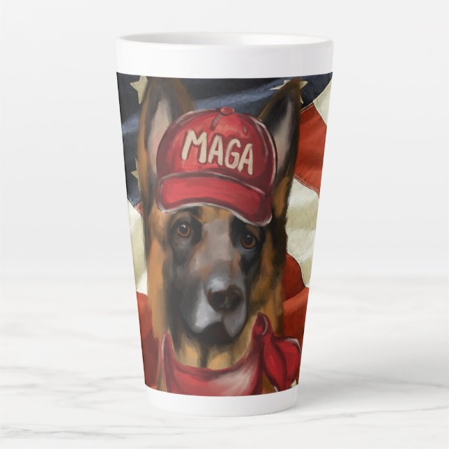 Caneca De Café Latte German shepherd MAGA (Frente)