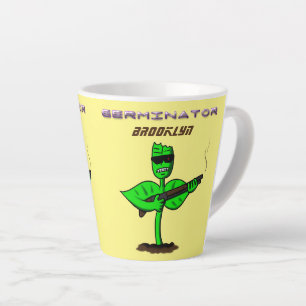 Caneca De Café Latte Germinador cyborg planta engraçada desenho animado