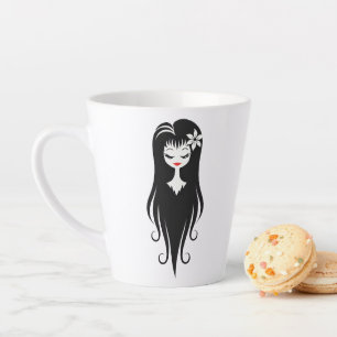 Caneca De Café Latte Ghoul Bonito preto e branco