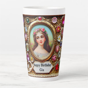 Caneca De Café Latte GIA ~ Vintage mulher ~ Parabéns ~ Latte Mug