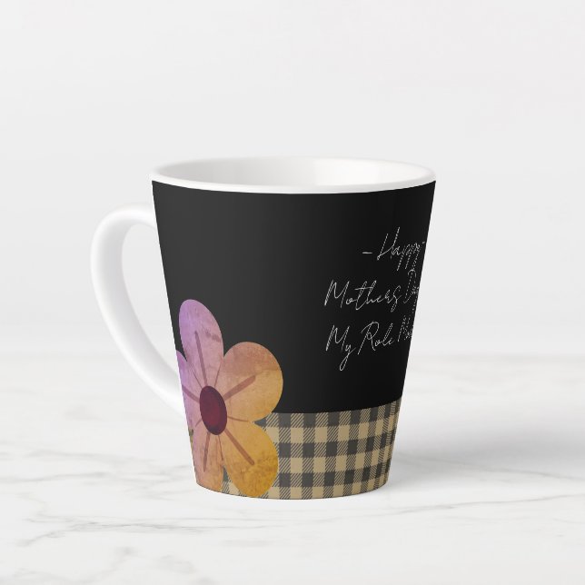 Caneca De Café Latte Gift For Mom, Happy Mothers Day,Flower Art (Ângulo esquerdo)