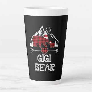 Caneca De Café Latte Gigi Bear Christmas Pajama Red Xadrez Buffalo