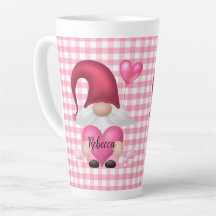 Gingham Check Pattern Personalizado Gnomo Mug