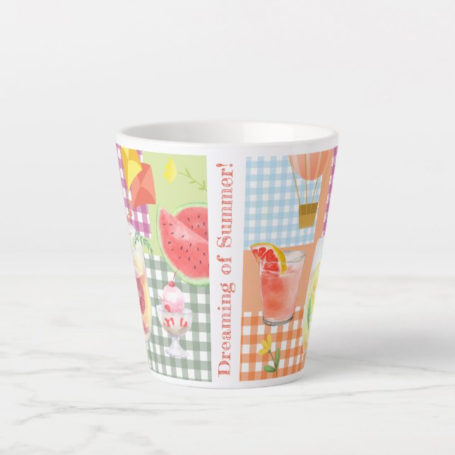 Caneca De Café Latte Gingham Dreaming of Summer Latte (Frente)