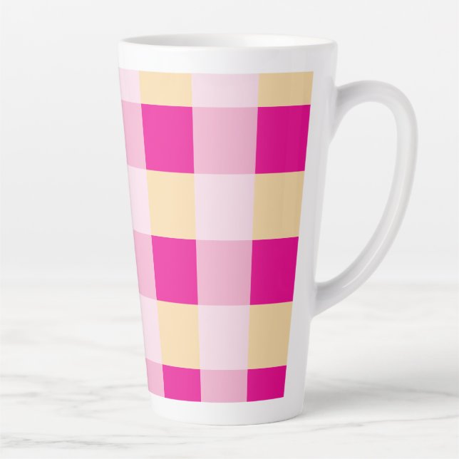 Caneca De Café Latte Gingham Pattern (Direita)
