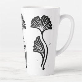 Caneca De Café Latte Gingko Leaf Lino Impressão Latte Mug