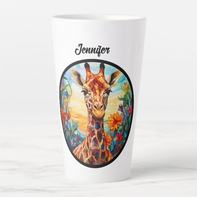 Caneca De Café Latte Girafa de vidro contida Personalizada (Frente)