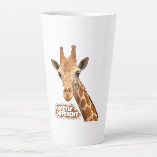 Caneca De Café Latte Girafa Quietamente Diferente - Arte Girafa (Frente)