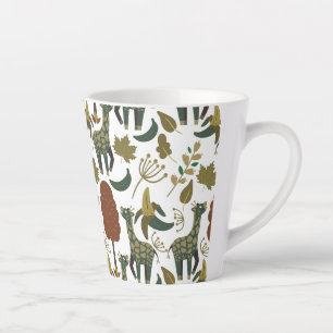 Caneca De Café Latte Girafa sem costura padrão floral colorido