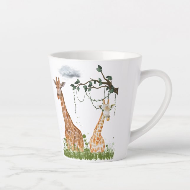 Caneca De Café Latte Giraffe Duo Mug – Safari Illustration (Direita)
