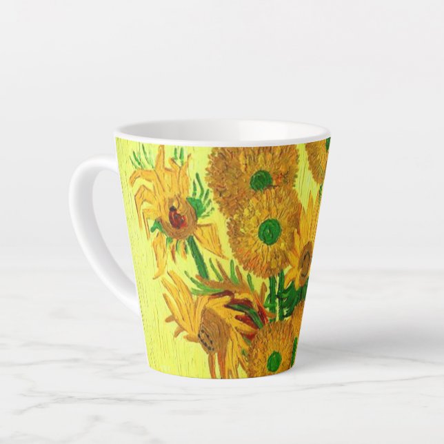 Caneca De Café Latte Girasóis de Van Gogh (Ângulo esquerdo)