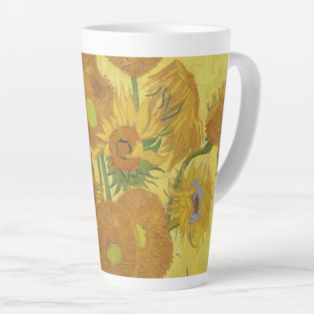 Caneca De Café Latte Girassóis de Vincent van Gogh (1888) (Ângulo direito)