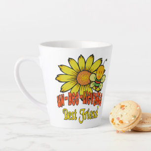 Caneca De Café Latte Girassóis e abelhas inacreditáveis do melhor ami