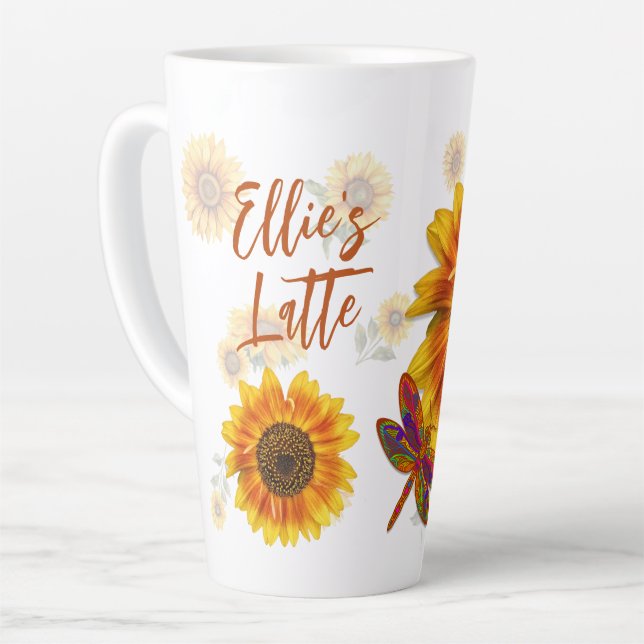 Caneca De Café Latte Girassóis personalizados (Ângulo esquerdo)