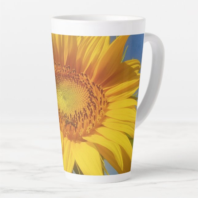 Caneca De Café Latte Girassol Amarelo (Ângulo direito)