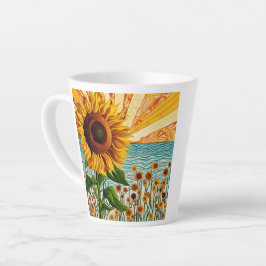 Caneca De Café Latte Girassol e citação