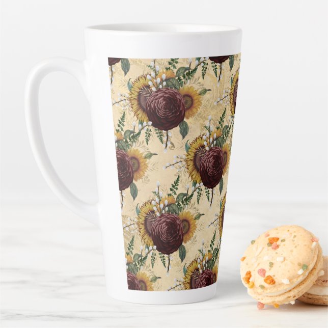 Caneca De Café Latte Girassol e Ranunculus (In Situ)