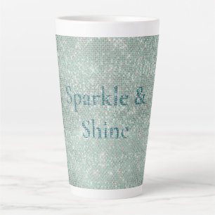 Caneca De Café Latte Girly Mint Glitzy Sparkle