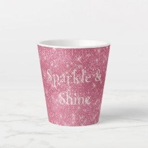 Caneca De Café Latte Girly Pink Glitzy Sparkle