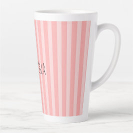 Caneca De Café Latte Girly Pink Stripes Birthday